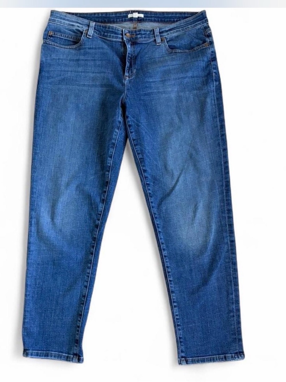 Eileen Fisher Organic Cotton Women's Straight Leg Jeans in Mid Blue - Picture 1 of 6